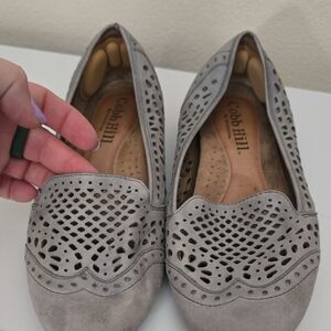 Cobb Hill by New Balance Women's Gray Laser-Cut Suede Loafers